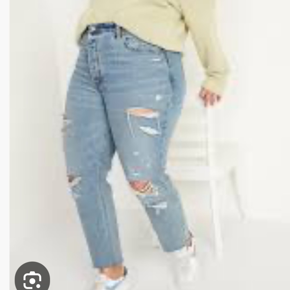 Extra High-Waisted Button-Fly Sky-Hi Straight Ripped Non-Stretch Jeans S…